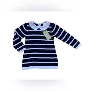 Sophie and Sam NWT 2T Navy Striped Dress with Peter Pan Collar